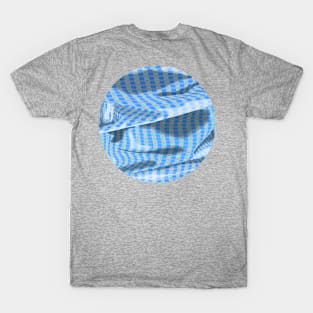 Creased blue checked pattern mandala T-Shirt